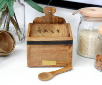 Wilson Wooden Salt Box with Spoon