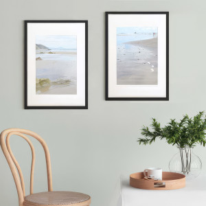 Sandy Bay 2 framed beach print displayed as calming coastal wall art