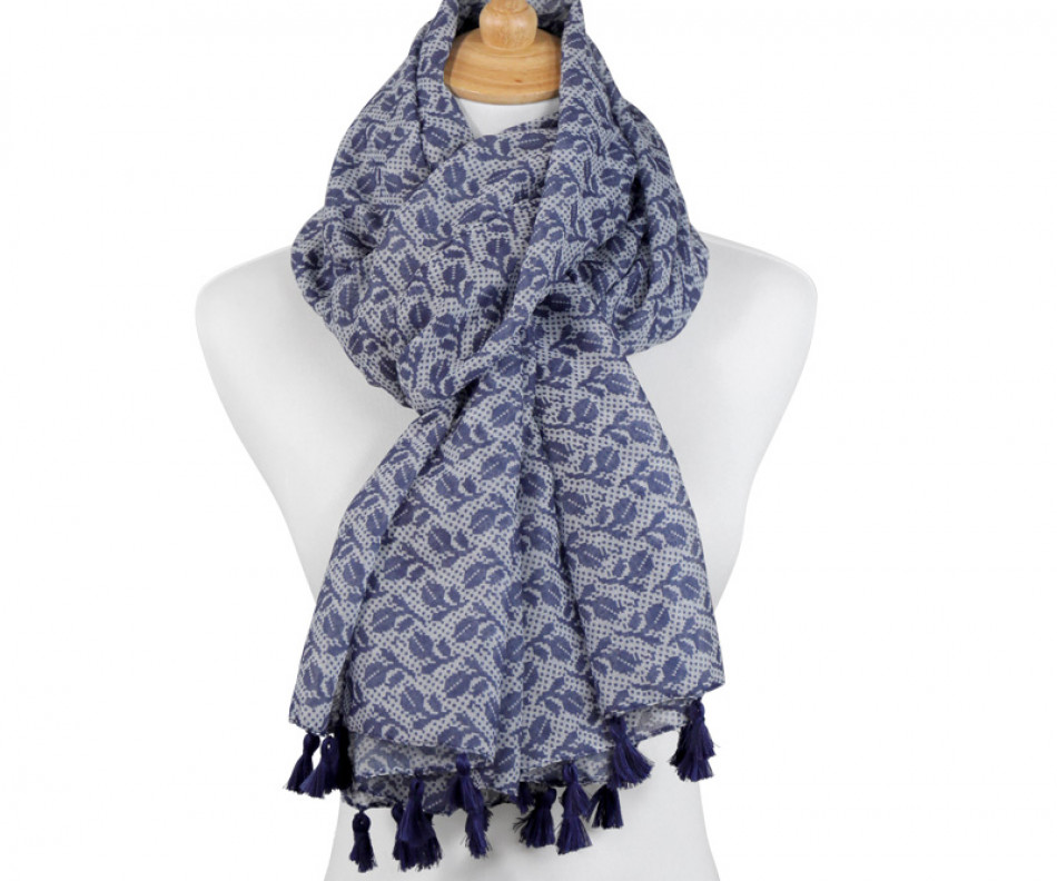 Blue Laurel Tassel Scarf, personal accessory