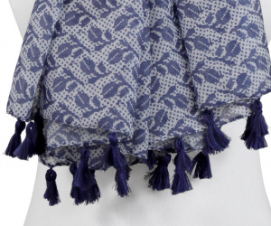 Blue Laurel Tassel Scarf, a wearable or carry accessory designed for practical personal styling