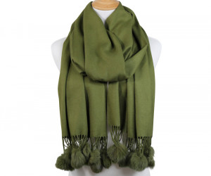 Ascot Cashmere Scarf - Olive Green, a wearable or carry accessory