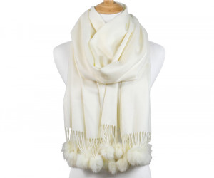 Ascot Cashmere Scarf Pom Pom - Ivory, personal accessory