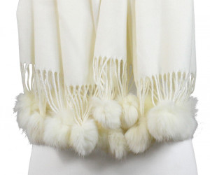 Ascot Cashmere Scarf Pom Pom - Ivory, a wearable or carry accessory designed for practical personal styling
