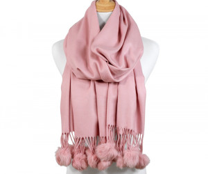 Ascot Cashmere Scarf Pom Pom - Pink, personal accessory