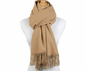 York Fringed Winter Scarf - Camel, a fashion accessory for completing an everyday outfit