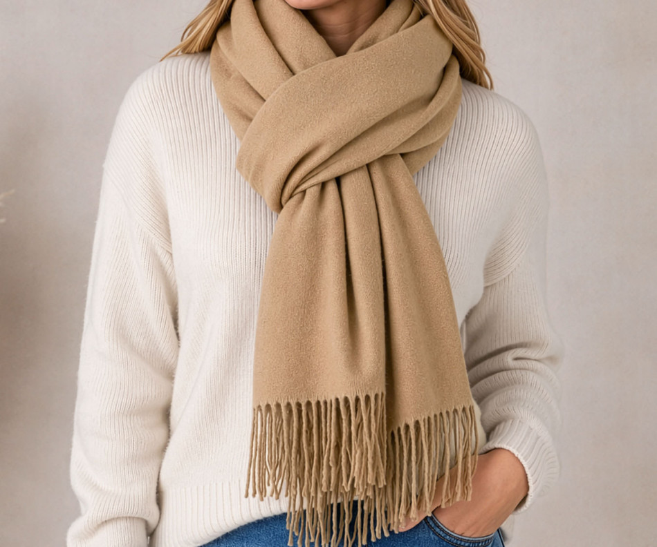York Fringed Winter Scarf - Camel, personal accessory