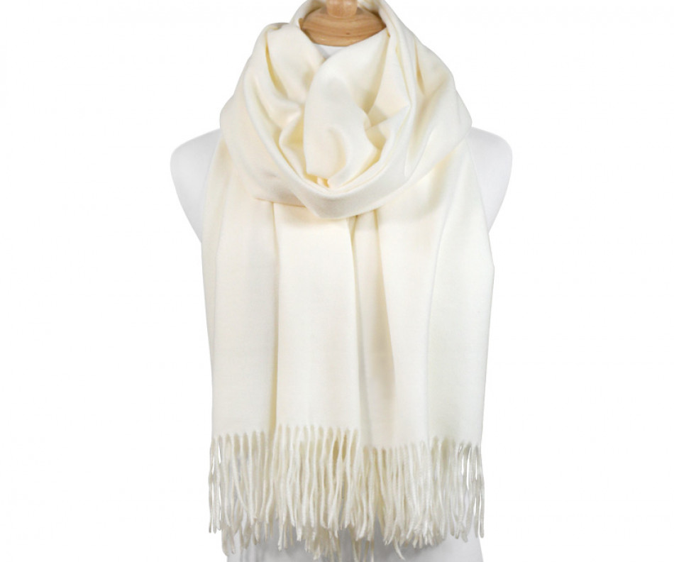 York Fringed Winter Scarf - Ivory, a wearable or carry accessory