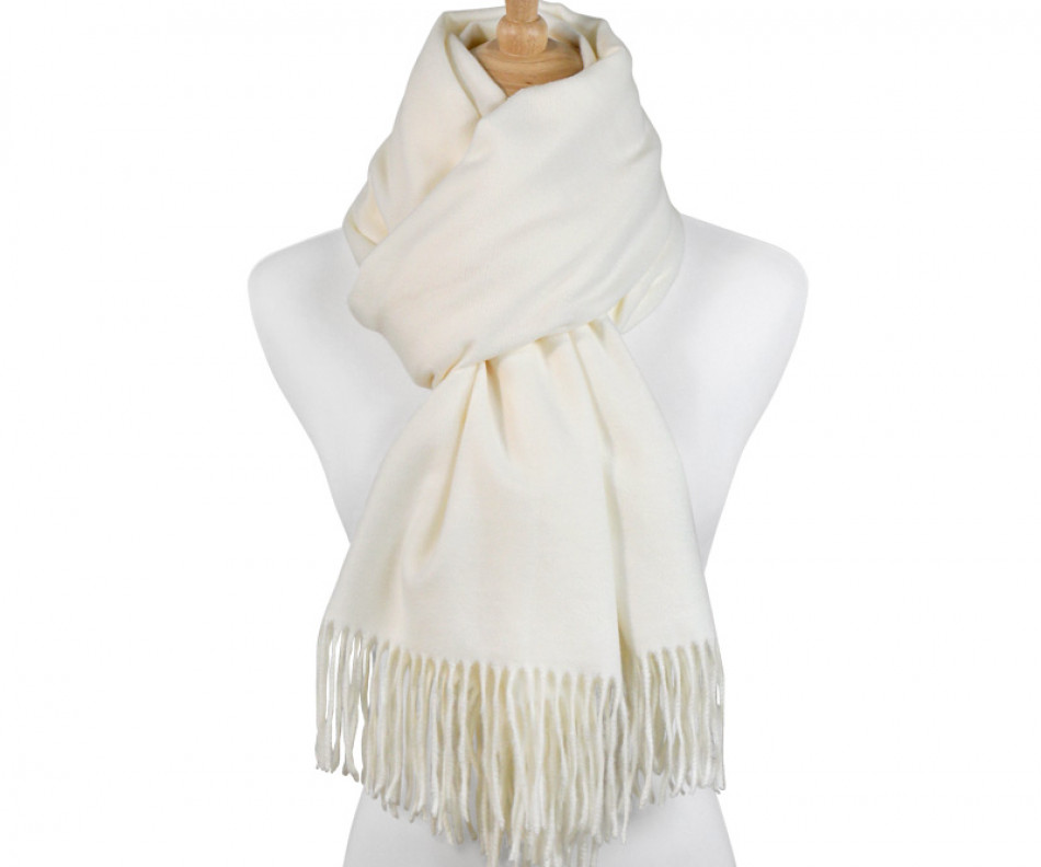 York Fringed Winter Scarf - Ivory, personal accessory