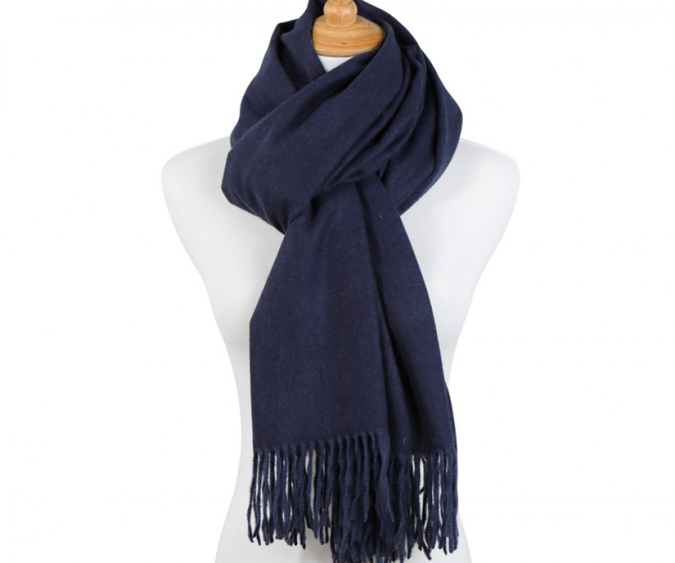 York Fringed Winter Scarf - Navy Blue, a wearable or carry accessory