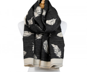 Reversible Black Falling Feather Scarf, a wearable or carry accessory designed for practical personal styling