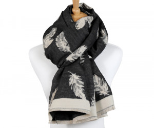 Reversible Black Falling Feather Scarf, personal accessory