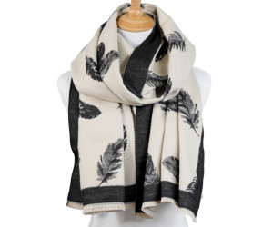 Reversible Black Falling Feather Scarf, a fashion accessory for completing an everyday outfit