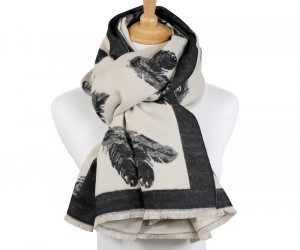 Reversible Black Falling Feather Scarf, a wearable or carry accessory