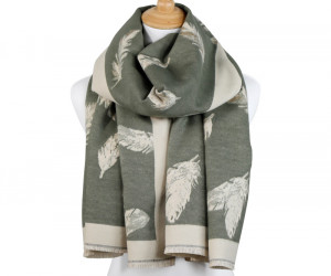Reversible Olive Falling Feather Scarf, a fashion accessory for completing an everyday outfit