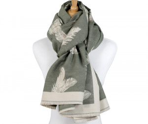 Reversible Olive Falling Feather Scarf, a wearable or carry accessory