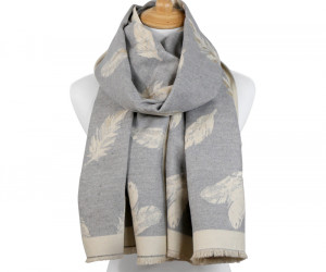 Reversible Grey Falling Feather Scarf, a wearable or carry accessory designed for practical personal styling