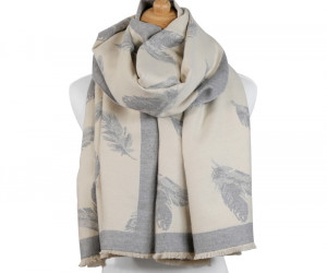 Reversible Grey Falling Feather Scarf, a fashion accessory for completing an everyday outfit
