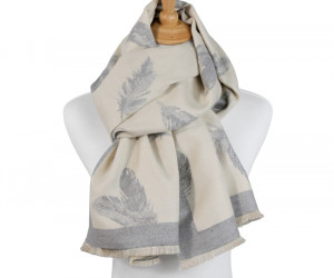 Reversible Grey Falling Feather Scarf, a wearable or carry accessory