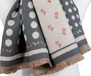 Charcoal Cottage Polka Dot Scarf, a wearable or carry accessory designed for practical personal styling