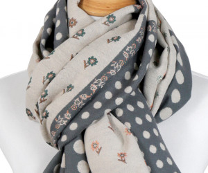 Charcoal Cottage Polka Dot Scarf, a fashion accessory for completing an everyday outfit