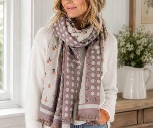 Dusty Rose Cottage Polka Dot Scarf, personal accessory
