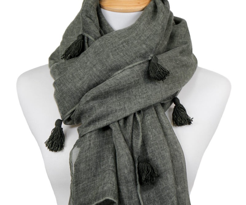 Santa Cruz Kahki Tassel Scarf