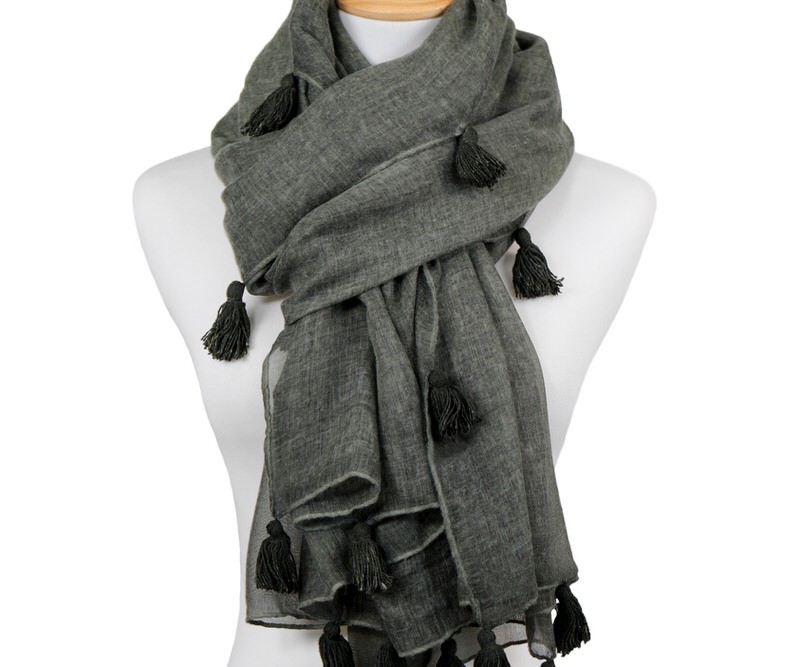 Santa Cruz Kahki Tassel Scarf