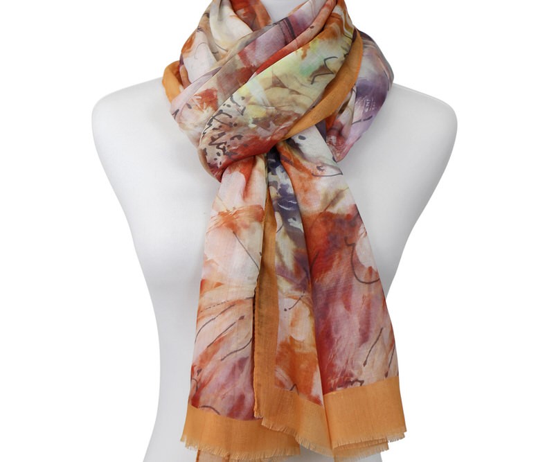 Bellini Orange Floral Scarf