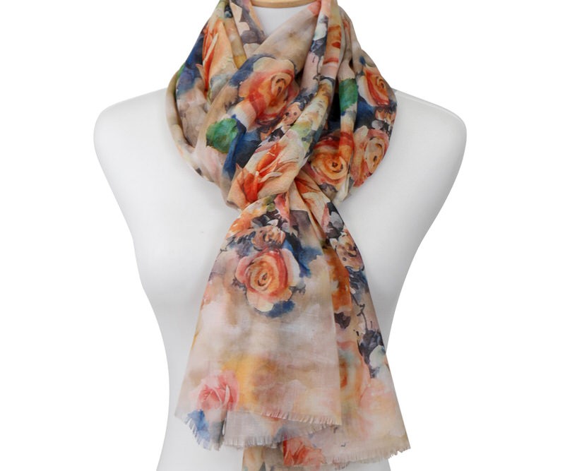 Rosabella Apricot Floral Scarf