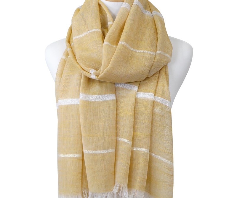 Yellow Santorini Silver Stripe Scarf