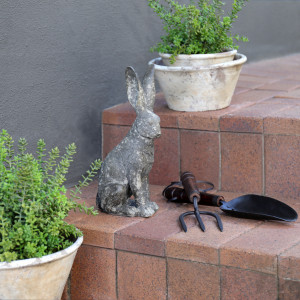Brambles Vintage Rabbit Sculpture, a sculptural decorative accent for shelf, console or tabletop styling