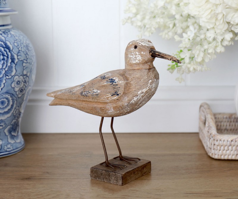 Coastal Wooden Seagull On Stand Short