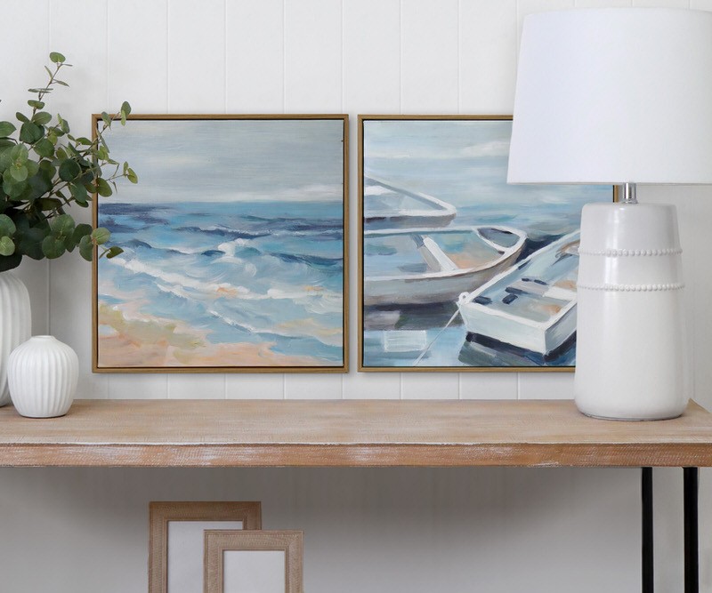 Dock of the Bay III Framed Canvas Painting