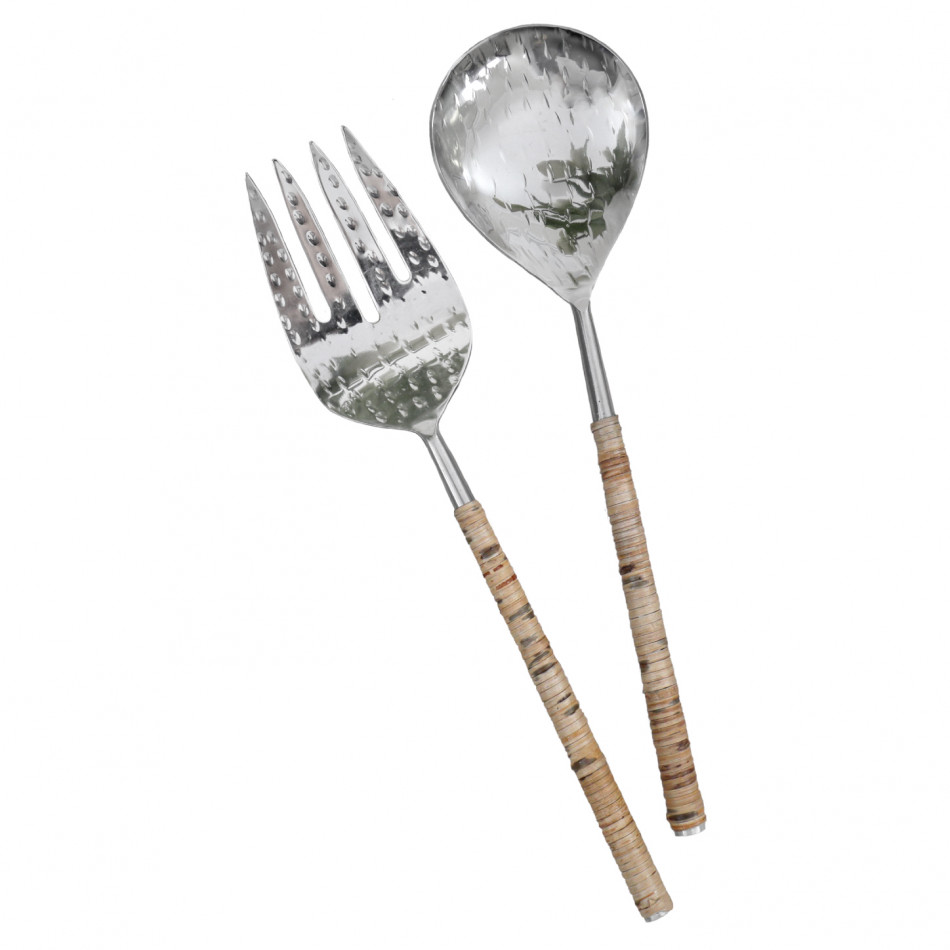 Set 2 Ellwood Rattan Salad Servers, decorative tableware
