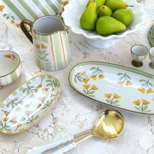Long Oval Amelia Yellow Floral Serving Platter