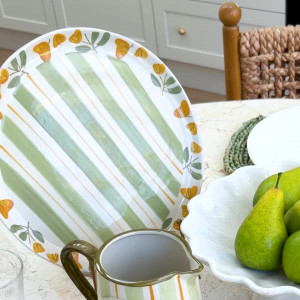 Round Amelia Green Floral Serving Platter