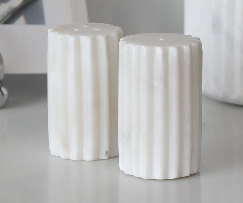 Marmara White Marble Salt & Pepper Shakers