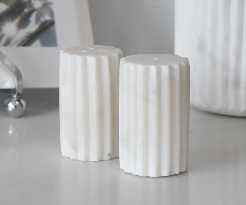 Marmara White Marble Salt & Pepper Shakers