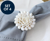 Set 4 Shell Rosettes on Twine Loop - Napkin Ties