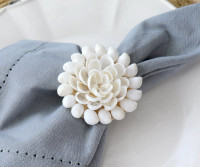 Set 4 Shell Rosettes on Twine Loop - Napkin Ties