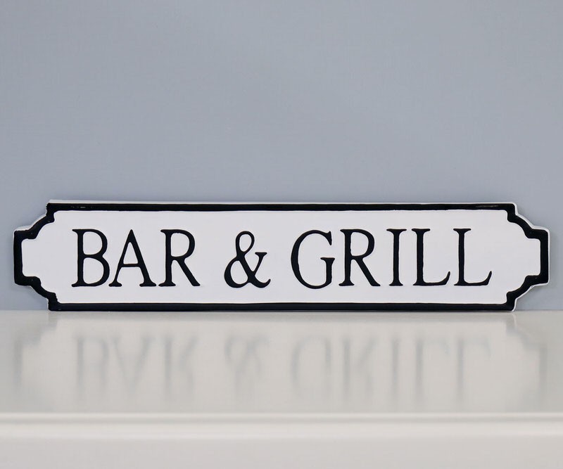 Bar & Grill Enamel Wall Sign