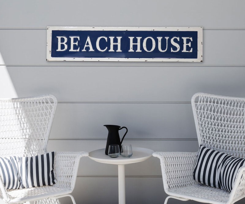 Beach House Enamel Wall Sign - Blue