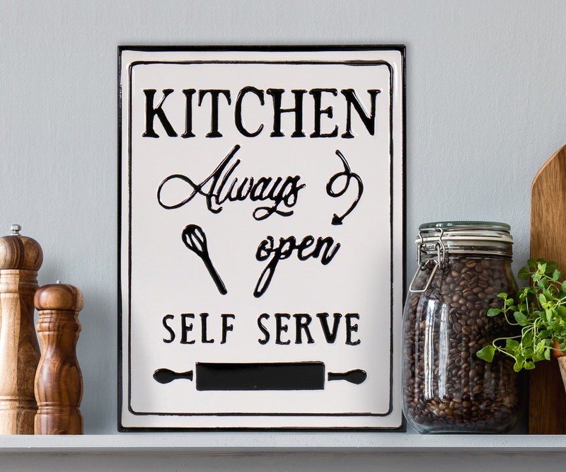 Kitchen Always Open Enamel Wall Sign