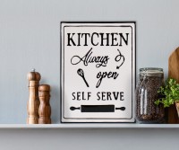 Kitchen Always Open Enamel Wall Sign