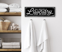 Self Service Laundry Open 24 Hours Enamel Wall Sign