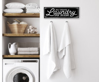 Self Service Laundry Open 24 Hours Enamel Wall Sign