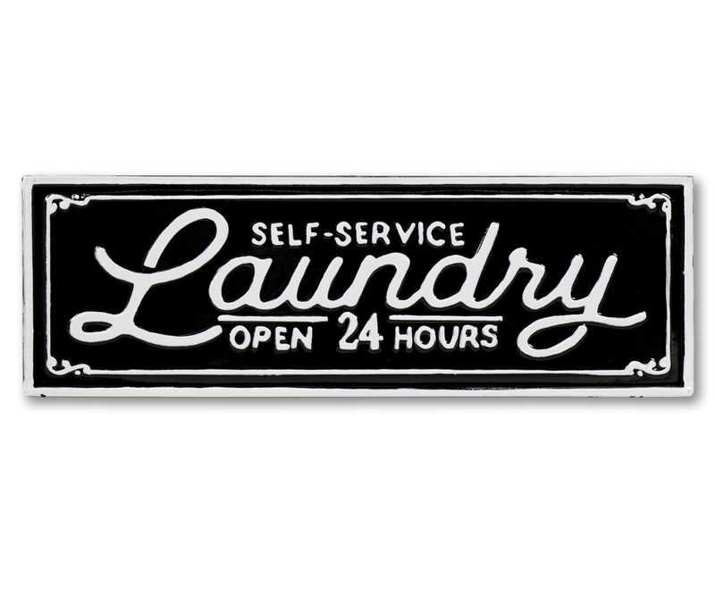 Self Service Laundry Open 24 Hours Enamel Wall Sign