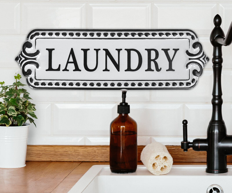 Chilton Vintage Enamel Laundry Sign