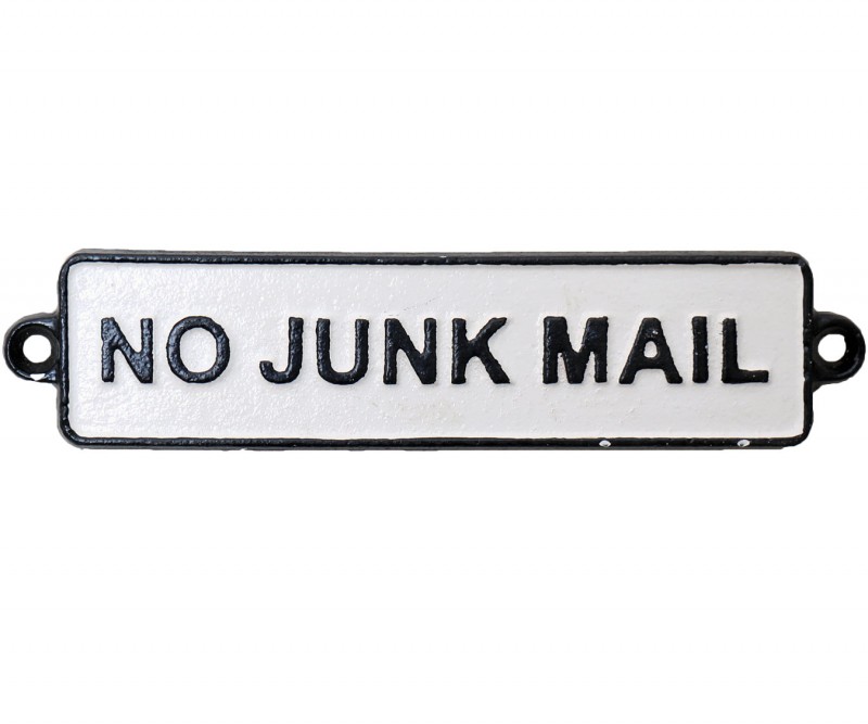 No Junk Mail Cast Iron Sign - Vintage Style Mailbox