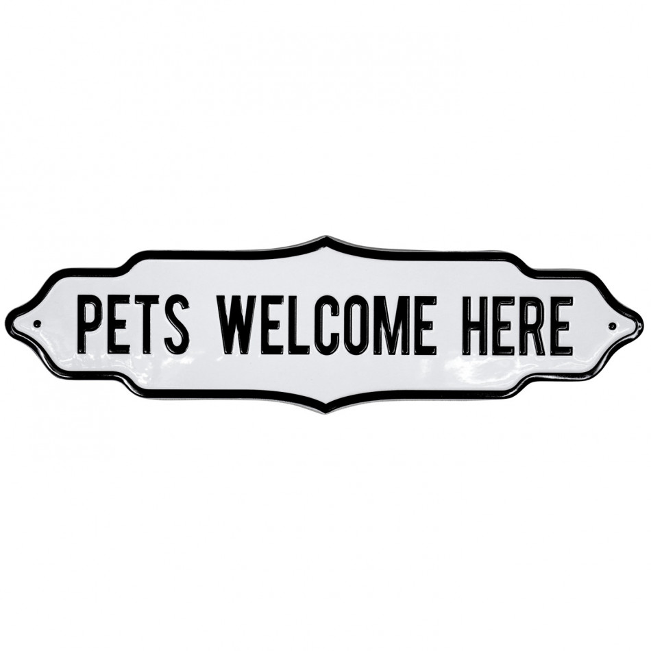 'Pets Welcome Here' Vintage Wall Sign, a decorative sign for a wall, doorway or entrance